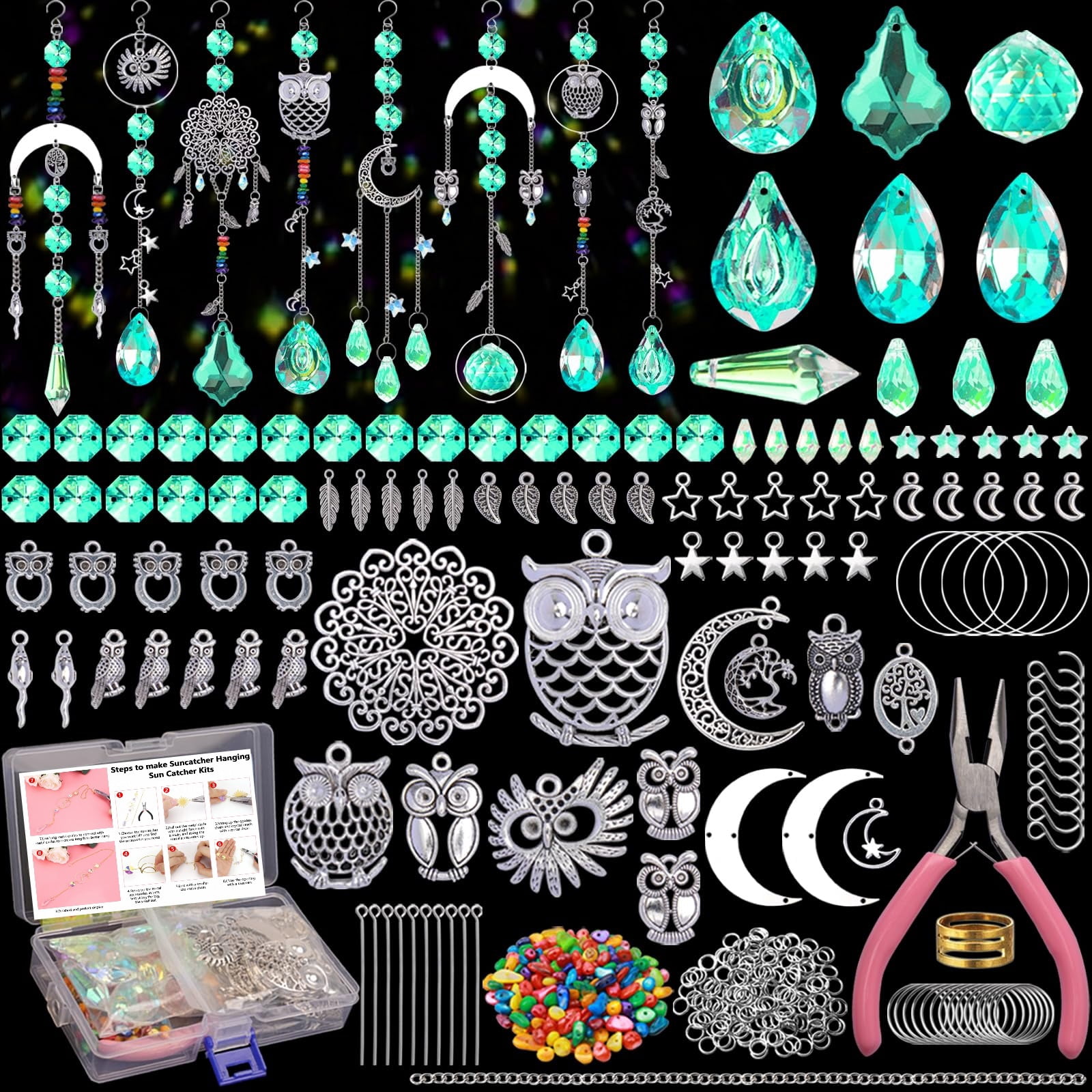 Dalrosia 420PCS DIY Sun Catchers Making Supplies Kit Art and Crafts for Adults Prism Hanging Decorative Suncatcher with Crystals Rainbow Maker for Indoor Windows Office Home Halloween Decor