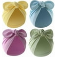 thumbnail image 1 of Dalrosia 4PCS Baby Girl Hat Infant Cotton Hats Knotted Rabbit Ear 0-12 Months, 1 of 5