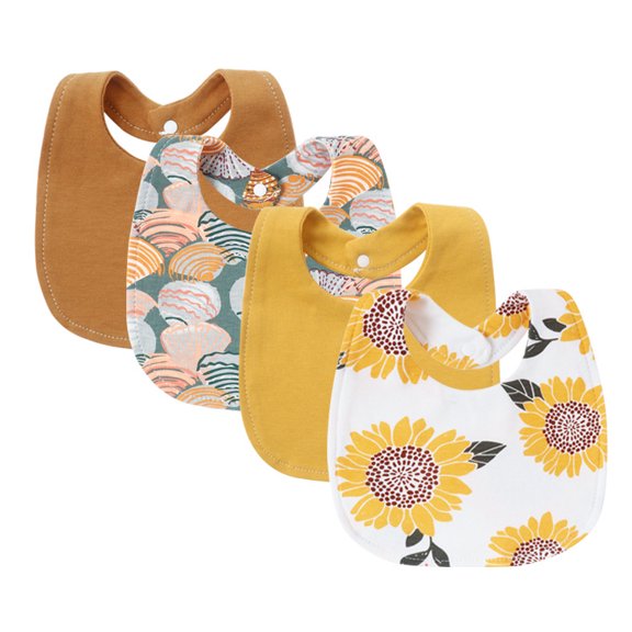 Dalrosia 4PCS Baby Muslin Drool Bibs for Boys Girls, Baby Bibs for Drooling and Teething, Soft Cotton Baby Bandana Bib for Newborn Feeding Essentials