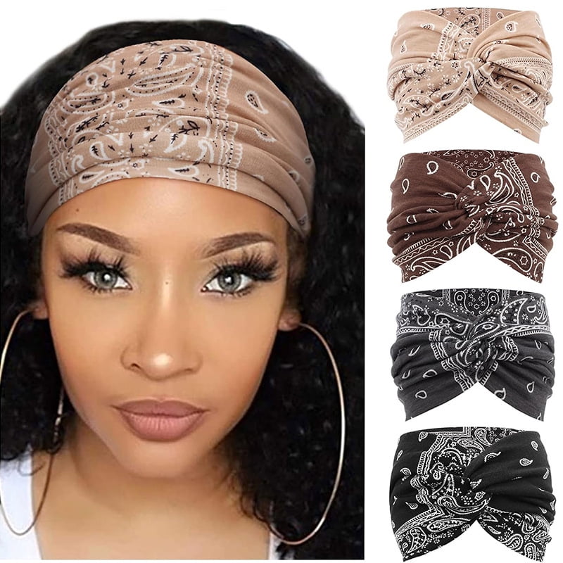 Dalrosia 4PCS Wide Headbands for Women Large Turban Headband Boho