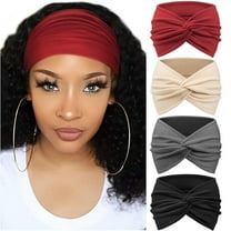 Dalrosia 4PCS Wide Headbands for Women Large Turban Headband Boho Head Wrap Elastic Hairbands Hair Twisted Knot Hair Accessories