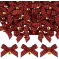 thumbnail image 1 of Dalrosia 50PCS Christmas Bow with Bell Mini Plaid Bows Buffalo Plaid Bow Gingham Bow Xmas Bells for Christmas Tree Crafts Home Decoration DIY Making Ornament, 1 of 5
