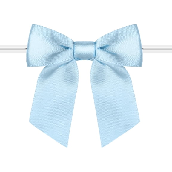 Dalrosia 50PCS Satin Ribbon Twist Tie Bows 3.5" Pre-Tie Red Bows for Christmas Premade Gift Bows for Treat Bags Cake Pop Crafts Gift Bag Wedding Favors Goodies Bagging Party Decorations