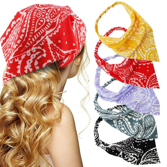 Dalrosia 5PCS Floral Elastic Hair Bandanas Scarf Headband Chiffon Head Kerchief Floral Printed Turban Boho Headbands Hair Bandanas for Women Girls Hair Accessories