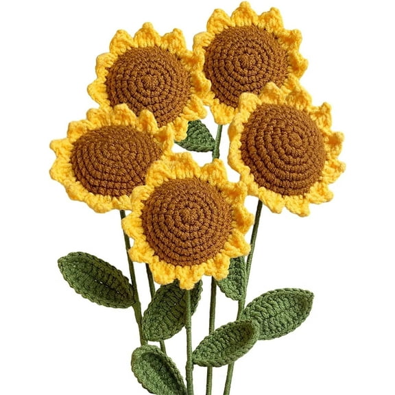 Dalrosia 5PCS Knitted Artificial Sunflowers for Children's Day Birthday Wedding Party Graduation Ceremony Anniversary New Home Decor