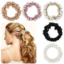 Dalrosia 5PCS Pearl Hair Ties Elastic Scrunchies Stretchy Bands Bead Ropes Hair Accessories for Women Girls Ponytail Thick Hair