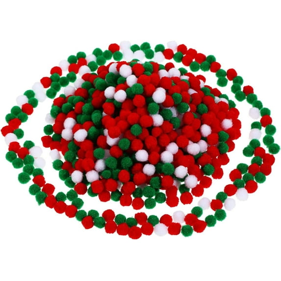 Dalrosia 600PCS Christmas Pom Poms Fluffy Pom Balls Mini Craft Pompoms for Christmas DIY Party Decorations
