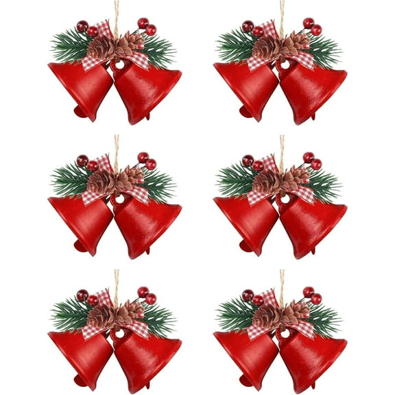Dalrosia 6PCS Christmas Bells, Christmas Tree Decoration Metal Jingle Bells Ornaments for Winter New Year Party Supplies