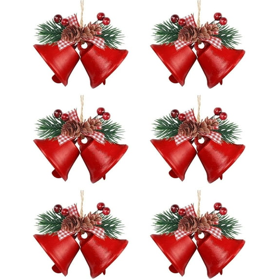 Dalrosia 6PCS Christmas Bells, Christmas Tree Decoration Metal Jingle Bells Ornaments for Winter New Year Party Supplies