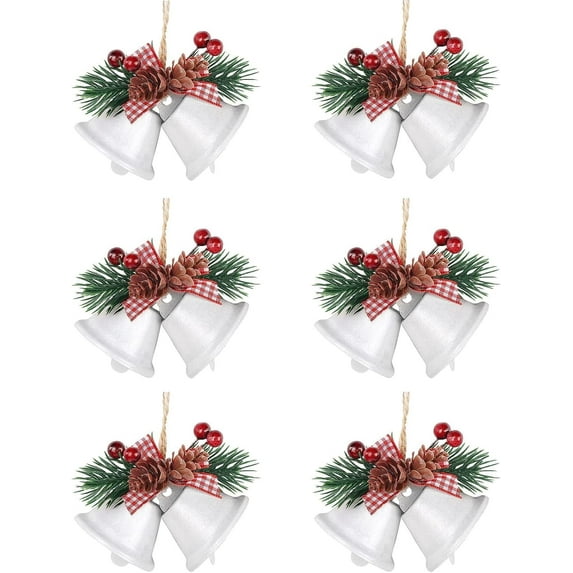 Dalrosia 6PCS Christmas Bells, Christmas Tree Decoration Metal Jingle Bells Ornaments for Winter New Year Party Supplies