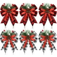 thumbnail image 1 of Dalrosia 6PCS Christmas Bows with Pine Cones Pine Needles Xmas Buffalo Plaid Bows Black White Plaid Ribbon Christmas Tree Wreath Decoration for Xmas Parties Indoor Outdoor Crafts DIY Decor, 1 of 5