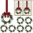 thumbnail image 1 of Dalrosia 6PCS Christmas Cabinets Wreaths for Kitchen Cabinets with Ribbon Artificial Green Leaves Decorative Berry for Kitchen Window Front Door Wall Winter Decor, 1 of 5