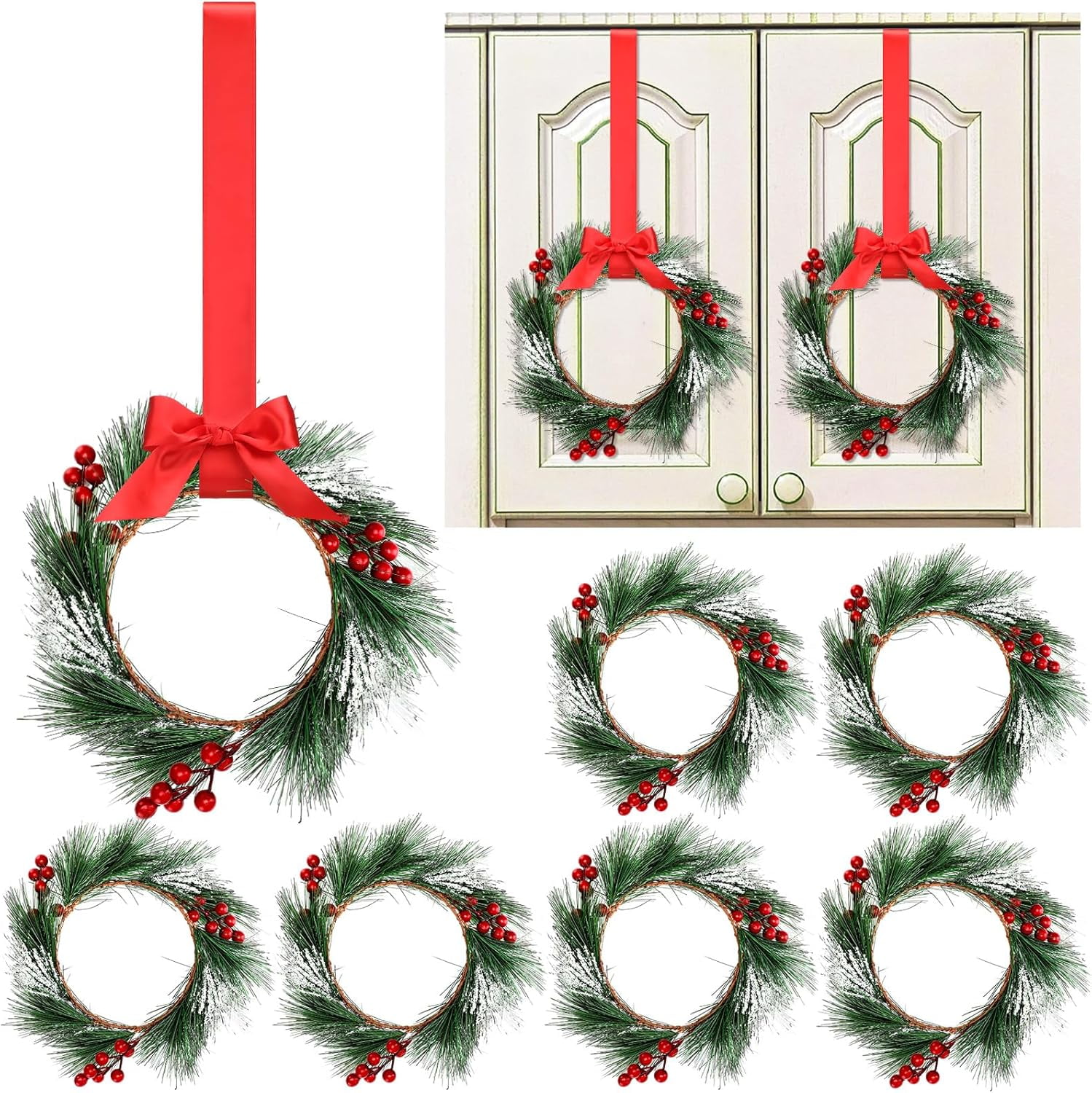 Dalrosia 6PCS Christmas Wreaths for Kitchen with