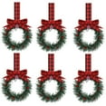 thumbnail image 1 of Dalrosia 6PCS Christmas Kitchen Cabinet Wreaths with Plaid Bow Ribbon Hanging Cabinet Doors Wreaths Decorative for Kitchen Window Outdoor Indoor Holiday Decor, 1 of 6