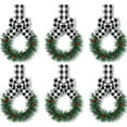 thumbnail image 1 of Dalrosia 6PCS Christmas Kitchen Cabinet Wreaths with Plaid Bow Ribbon Hanging Cabinet Doors Wreaths Decorative for Kitchen Window Outdoor Indoor Holiday Decor, 1 of 6