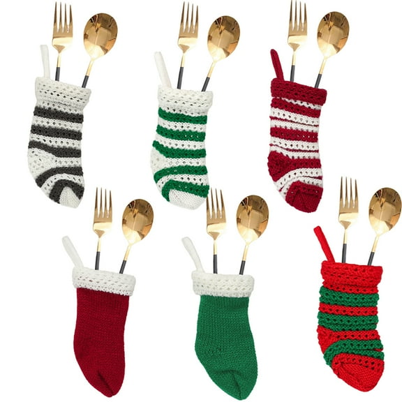 Dalrosia 6PCS Christmas Mini Stockings Xmas Classic Stocking Small Christmas Fireplace Stockings Holiday Hanging Decorations Stockings for Holiday Party Favor