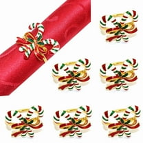 Dalrosia 6PCS Christmas Napkin Rings Candy Cane Napkin Ring Holders Holiday Napkins Band for Winter Home Kitchen Dining Table Dinner Wedding Party Supplies Tableware Decorations