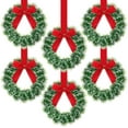 thumbnail image 1 of Dalrosia 6PCS Christmas Wreaths with Bow Tinsel Wreaths Crafts Kitchen Wreaths for Front Door Outdoor Cabinet Home Window Wall Xmas Wreath Hanging Decorations, 1 of 4