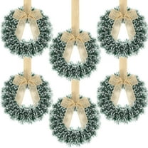 Dalrosia 6PCS Christmas Wreaths with Bow Tinsel Wreaths Crafts Kitchen Wreaths for Front Door Outdoor Cabinet Home Window Wall Xmas Wreath Hanging Decorations