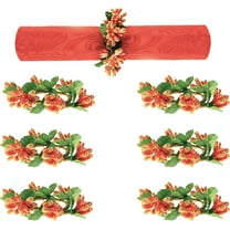 Dalrosia 6PCS Fall Napkin Rings Flower Napkin Ring Holders Harvest Serviette Buckle Rings Thanksgiving Theme Dinner Table Rings for Thanksgiving Holiday Kitchen Dinner Table Accessories