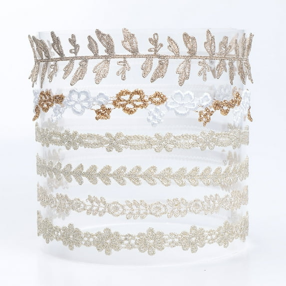 Dalrosia 6PCS Gold Delicate Flower Butterfly Leaf Stretchy Lace Headbands Baby Baptism Shower Christening Photo Props Hair Accessories for Baby Girls Infants Toddlers Kids