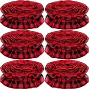 Dalrosia 6PCS Plaid Christmas Tree Garland Christmas Buffalo Plaid Ribbon Ruffled Homespun Fabric Garland Christmas Tree Ribbon Decorations for Christmas Home Wreath Staircase Tree Decor
