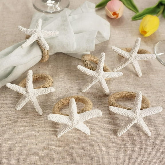 Dalrosia 6PCS Sea Star Napkin Holders for Crafts,Starfish Serviette for Tables,Summer,Wedding, Birthday, Banquet, Thanksgiving Day, Christmas