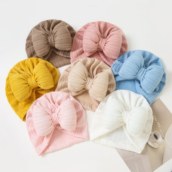 Dalrosia 6PCS Stretchy Baby Turban Hats, Baby Hat with Bows for Girls, Baby Boys Caps, Toddler, Newborn, Infant Hat Unisex