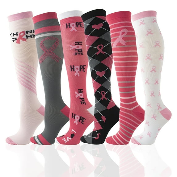 Dalrosia 6Pairs Compression Socks for Women 20-30 mmhg Knee High for Support Nurses Pregnancy Sports Travel Flight Running