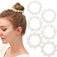 thumbnail image 1 of Dalrosia 6pcs Pearl Hair Tie Elastic Beaded Hair Scrunchies Hair Bands Pearl Hair Ropes Ponytail Holder Stretchy Hair Accessories for Women and Girls, 1 of 7