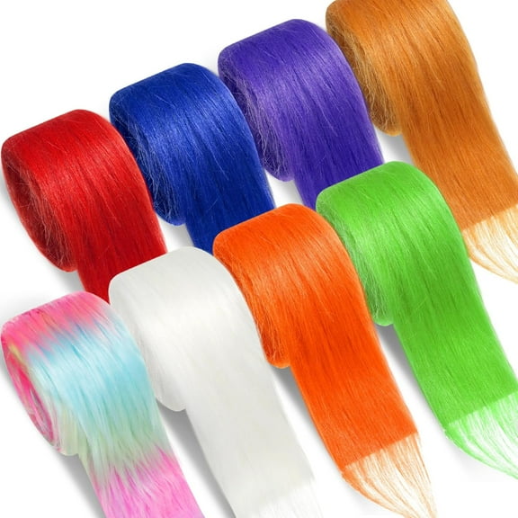 Dalrosia 8PCS Faux Fur Fabric Strips Ribbon, Shaggy Craft Plush for DIY Santa/Gnome Beard, Handmade Christmas Halloween Cosplay Costume Fur Fabric for Crafts 2" x 60"