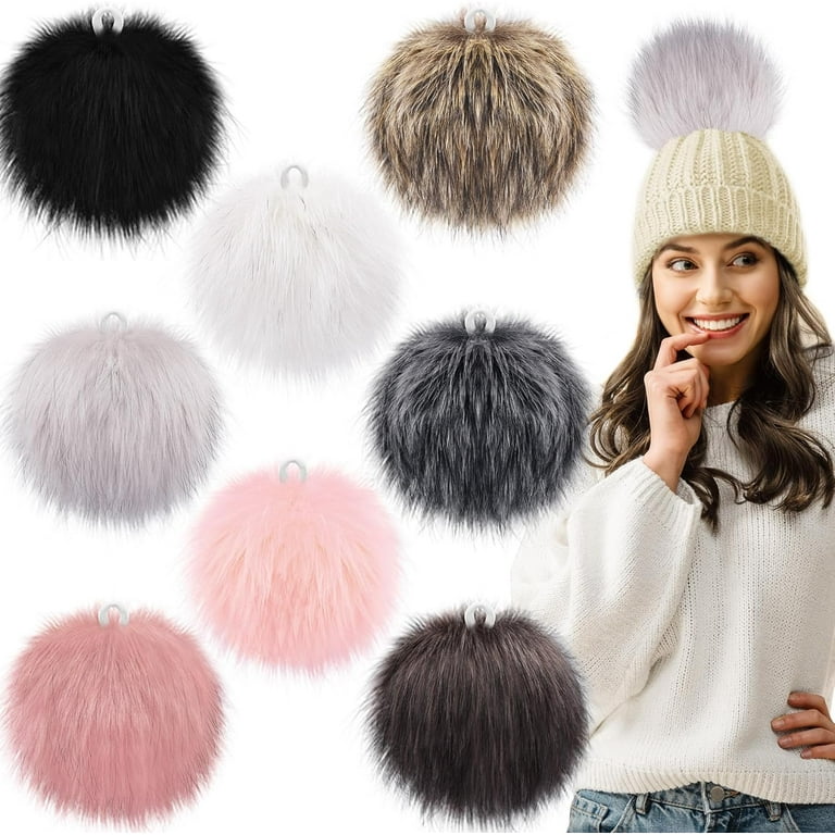 Dalrosia 8PCS Faux Fur Pom Pom for Hats, Inch Large Faux Fur