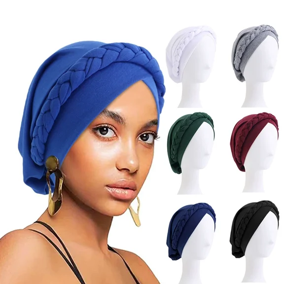 Dalrosia African Women Turban Cap Head Wraps Beaded Headscarf Beanie Wrap