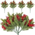 thumbnail image 1 of Dalrosia Artificial Pine Needles with Red Berry Stems Greenery Pine Picks Fake Christmas Holly Berries Artificial Christmas Green Plants Branches for Holiday Winter Table Xmas Decor, 1 of 6