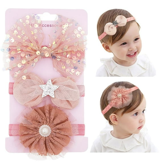 Dalrosia Baby Girl Bows Headband Chiffon Flower Hairband for Newborn Infant Toddler Soft Elastic Hair Bow Accessories for Baby Birthday Party