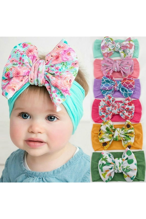 Baby Girls Big Bow Headband, Turban Knotted Hair Bands, Wide Velour Head Wrap for Newborn Infant Toddlers