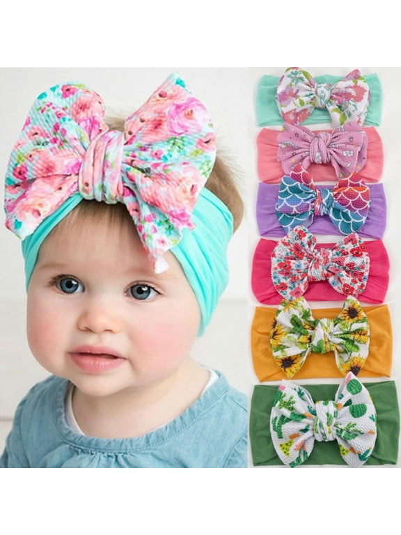 Baby Girls Big Bow Headband, Turban Knotted Hair Bands, Wide Velour Head Wrap for Newborn Infant Toddlers