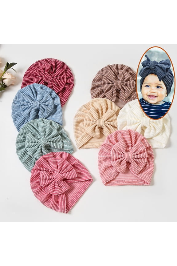 Baby Girls Hair Bow Turban Hat, Top Bowknot Head Wrap Beanie India Caps for Infant Toddlers