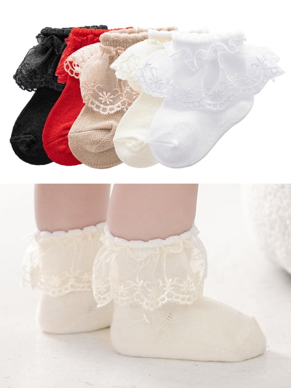Baby Girls Socks Ruffle Lace Sock Baby Socks Newborn/Infant/Toddlers/Kids Frilly Summer Thin Dress Sock