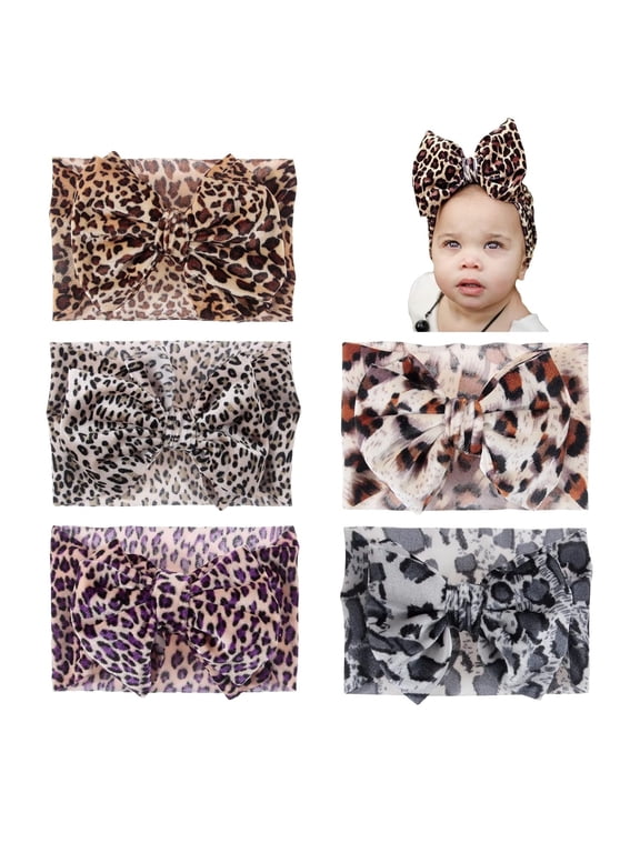 Baby Girls Soft Wide Leopard Hair Turban Head Wraps Kids Stretchy Knotted Bows Headband for Children Hair Accessories Infant Headwraps