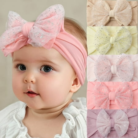 Dalrosia Baby Headbands Soft Nylon Hairbands with Bows Girls Hair Accessories for Newborn Infant Toddler Kids Handmade