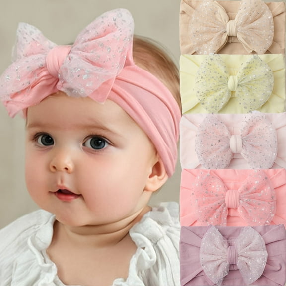 Dalrosia Baby Headbands Soft Nylon Hairbands with Bows Girls Hair Accessories for Newborn Infant Toddler Kids Handmade