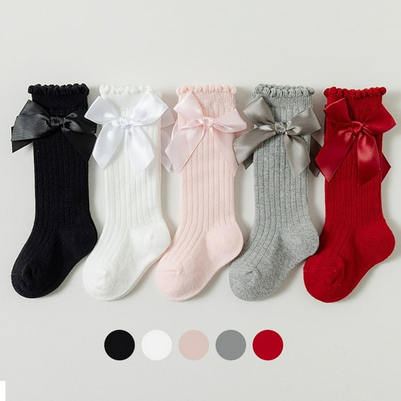Dalrosia Baby Knee High Socks - Toddler Long Cotton Tube Stockings With Bow Ruffles for Girls - Infant Dress Socks