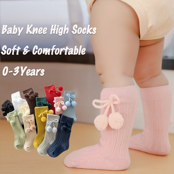 Dalrosia Baby Knee High Socks with Bow Knit Toddler Girl Dress Socks Cotton Tube Long Socks for Baby Newborn Infant