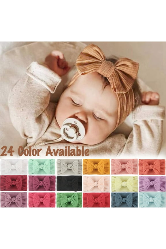 Baby Nylon Headbands Hair Bows Elastics Handmade Hair Accessories for Baby Girls Babies Newborn Infant Toddler 0-3 0-6 6-12 Months