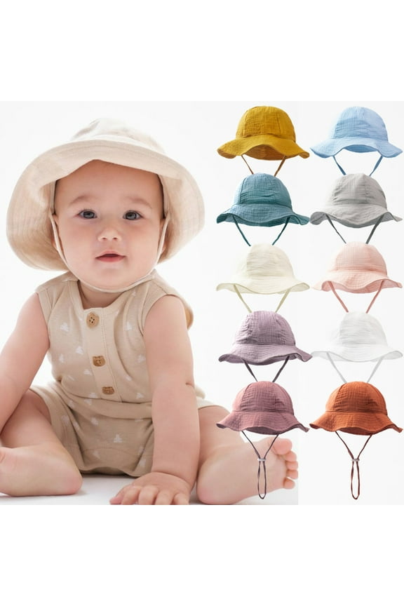 Baby Sun Hat Toddler Cap Beach Hats with UPF 50+ Protective Sunscreen Newborn Bucket Hat for Boys Girls 3-12M