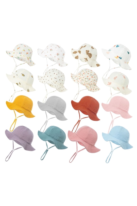Baby Sun Hat Toddler Cap Beach Hats with UPF 50+ Protective Sunscreen Newborn Bucket Hat for Boys Girls 3-12M