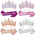 thumbnail image 1 of Dalrosia Birthday Girl Sash & Rhinestone Tiara Set Birthday Sash and Tiara for Women Birthday Decoration Kit Rhinestone Headband for Girl Glitter Crystal Hair Accessories for Party, 1 of 4