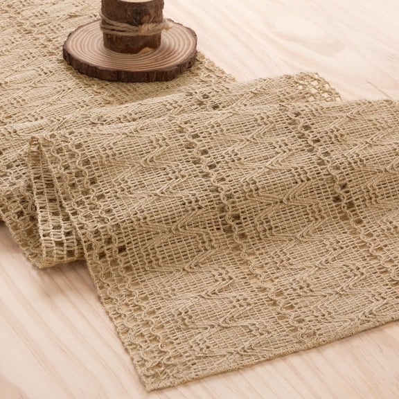Dalrosia Boho Table Runner Macrame Farmhouse 72 inches Woven Burlap Rustic Table Runner for Home Decor Dining Fall Thanksgiving Christmas 13x72 inches