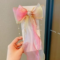 Dalrosia Bow Hair Clips - Ribbon Hair Bows for Girl Women, 10 inch Colorful Ribbon Lace Clip for Hair Accessories